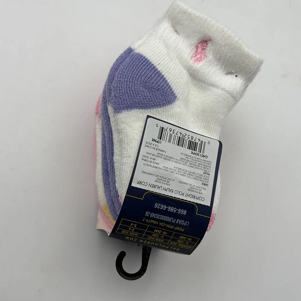 Polo Ralph Lauren Baby Girls Quarter Length Low Cut Socks Pack of 6